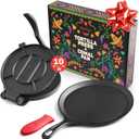 Uno Casa 10 Inch Cast Iron Tortilla Press & Comal Pan Bundle - Non-Stick, Heat-Resistant, Family Size, Gas Stovetop Compatible