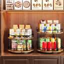 Spice Rack Lazy Susan Organizer for Cabinet, Rotating Spice Organization 2 Tier Adjustable Lazy Susan Turntable Spice Cabinet Organizer for Kitchen Countertop & Pantry, Wood 10 Inch Seasoning Storage