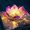 Huaxu Solar Garden Lights Outdoor Decorative - Bright Lotus Flower Table Lamp, Waterproof Solar Lights for Patio Pathway Yard Balcony Outside Decor (Gradient Purple)