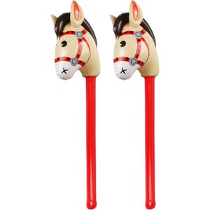 2PCS Inflatable Pony Stick Horse Costume - Halloween/Western Cowboy/Horse Baby Shower Birthday Party Decorations - 37 Inches (Red)