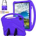 Kids Case for Apple iPad Air 13 M4 M3 M2 2026 2025 2024/ iPad Pro 13 M5 M4 2025 2024/ Pro 12.9" 2022/2021/2020/2018, EVA Shockproof Handle Kickstand Lightweight Cover with Shoulder Strap, Purple