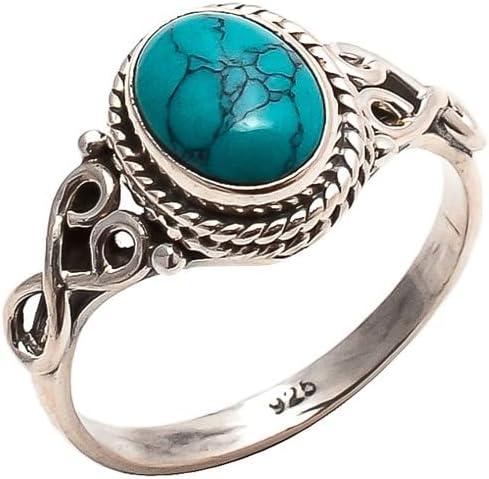 Avicrafts Turquoise Stone Ring 925 Sterling Silver Statement Ring For Women Handmade Gemstone Christmas Jewellery Gift For Her