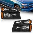 WEELMOTO Headlights for 2004-2012 Chevy Colorado/GMC Canyon,for 2006-2008 Isuzu i-Series, Headlamp Black Housing Amber Reflector Left+Right Side