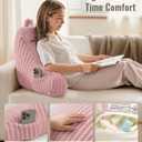 Blissful Diary Reading Pillow for Sitting in Bed, Large Flannel Back Pillow Bed Sitting Up for Adult & Children, Backrest Cushion for Sit Up in Couch or Floor, Dorm Essentials, Plush Pink
