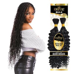 Sensationnel Empire Bulk Braiding  Water Wave Human Hair Braids for Knotless Boho Box or Curly Loosewave Styles 1 pack (18 inch, BG BURGANDY)