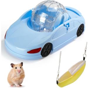 Hamster Exercise Ball Sports Car with Detachable Transparent Running Ball and Carriage, 2 Pcs - Quiet Exercise Toy Kit for Dwarf Hamsters, Mice and Gerbils - Easy to Assemble, No-Noise Night Running