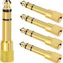 5-Pack 3.5mm to 1/4" Adapter, Gold Plated Headphone Jack Adapters, 1/4" to 3.5mm Adapter, Stereo Audio Headphone Adapters for Aux Cable, Headphones, Piano, Drums, Guitar Amplifier