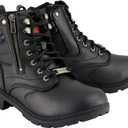 Milwaukee Leather MBL9320W Women's Black Premium Leather Wide-Width Lace-Up Motorcycle Rider Boots (8.5 Wide)