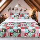 HITIME 100% Polyester Printed Christmas Duvet Cover Set - Queen Size 3 Piece Lightweight & Breathable Bedding Set, Soft Microfiber Comforter Cover with Zipper Closure, Christmas Collrction