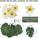 RECUTMS Monstera Leaf String Lights Artificial Foam Plumeria Tropical Palm Leaves Flower 40 LED Battery Operated Fairy Light Hawaiian Luau Beach Party Summer Decorations Outdoor Indoor(White+Green)