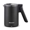 Elite Gourmet EKT719 Dual Volt 120-230V, Travel Double Wall Insulated Cool-Touch, 0.6L Electric Kettle, Stainless Steel Interior, Hinged-Locking Lid, Retractable Handle, Auto Shut-Off, Boil Dry, Black