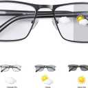 YIMI Photochromic Nearsighted Distance Glasses Spring Hinge UV400 Sunglasses Anti-Blue Light Myopia Glasses for Men Women (Black, -2.50, x)