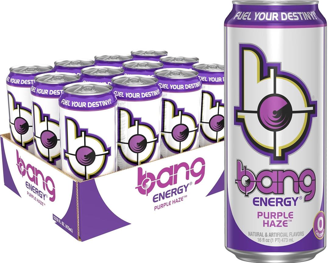 Bang Energy Purple Haze, Sugar-Free Energy Drink, 16-Ounce | Pack of 12 (EXP 03/09/28)