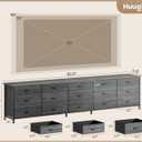 Huuger 86.6 Inch Dresser for Bedroom, TV Stand for 65, 75, 85 Inch TV, 15 Fabric Drawer Long Dresser, Large Entertainment Center for Bedroom, Wide Chest of Drawer with Storage, Charcoal Black, 11.8"D x 86.6"W x 26.8"H