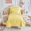 Kids Comforter Sheet Set - Soft and Breathable Bed Set Includes Quilted Comforter, Fitted Sheet, Flat Top Sheet, Pillowcase and Toddler Pillowcase for Toddler - 5 Pieces Toddler Bedding Set Yellow