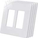 CML Screwless Wall Plate Cover, 2-Gang Mid-Size 4.88" x 4.94", Midway Double Faceplate Cover for Decorator Receptacle Outlet & Switch, UL Listed, 4 Pack, White