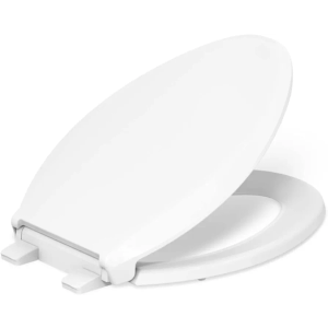 KOHLER 4636-RL-0 Cachet ReadyLatch Elongated Toilet Seat, Quiet-Close Lid, Contoured Seat, Grip-Tight Bumpers and Installation Hardware, White, 18.04"L x 14.18"W