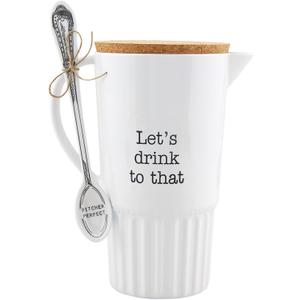 Mud Pie Melamine Pitcher and Spoon Set, White, 31 oz Mud Pie Melamine Pitcher and Spoon Set, White, 31 oz
