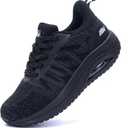 QAUPPE Womens Walking Shoes with Arch Support Athletic Orthotic Sneakers for Women Foot Pain Relief (9.5, B-solid Black)