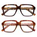 AMOMOMA Oversized Square Reading Glasses for Women,Men Blue Light Blocking Computer Readers Spring hinge AM6185C2+C3 2.0