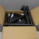 Set of 2 Stanchion Retractable Belt Barriers, 11 Foot Black Belt, Black Post - Premium Crowd Control Barriers, Stanchions with Retractable Belts