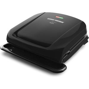George Foreman 4Serving Removable Plate Electric Grill and Panini Press, George Tough NonStick Coating, Drip Tray Catches Grease, Black