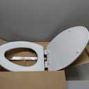 Mayfair Linden Slow Close Toilet Seat, Non Slip Heavy Duty Wood, Easy Install, Elongated, White