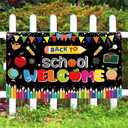72x44 Inch Reuseable Back to School Classroom Decorations, Large Size Colorful Welcome Classroom Backdrop Back To School Party Decorations for Hallway Wall Decor Photo Backdrop