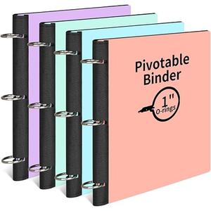 LETVPVOW 4 Pcs 360° Pivotable 3 Ring Binder, Soft 1 inch Binders 3 Ring, Flexible Thin Soft Three Ring Binder Fits 8.5" x 11", for Home, School and Office-Blue, Green, Pink, Purple