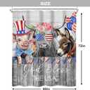 Newsely 4th of July Shower Curtain 60Wx72H Inch Independence Day Patriotic Farmhouse Highland Cow Animals Rustic Bathroom Set Donkey Chicken Pig Waterproof Bath Decoration Accessories Home Decor