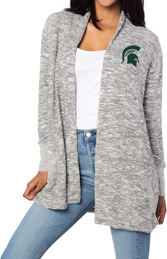 chicka-d Women's Cozy Fleece Cardigan Heather Grey, L