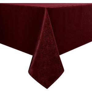 Wekwch Burgundy Jacquard Rectangle Tablecloth Exquisite Grain Design Waterproof and Wrinkle Resistant Table Cloth for Indoor Outdoor Parties Kitchen Dinning Room 60 Inch by 84 Inch