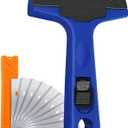 Razor Blade Scraper, 4" Scraper Tool with 10 Extra Replacement Metal Blades, Razor Scraper Remover for Cleaning Paint, Caulk, Adhesive, Label, Decal, Sticker from Window, Glass, Tile, Floor, Stove Top