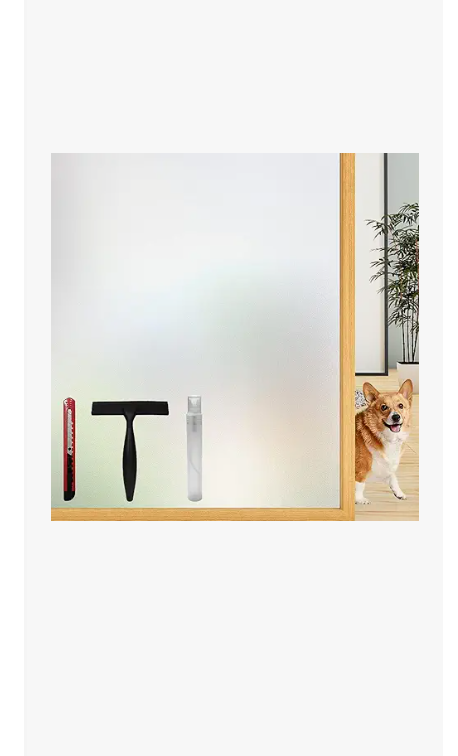 Haton Reeded Glass Window Privacy Film, Static Cling NonAdhesive Frosted Film, UV Blocking Heat Control Removable Window Sticker for Bathroom Door Home Office, 17.5" x 78.7"