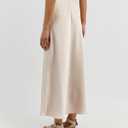 Women's Maxi Skirts Satin Drawstring High Waisted Silk Elegant Flowy Casual A-Line Long Skirt for Women (Beige, M)
