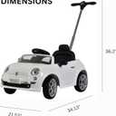 Best Ride On Cars Fiat 500 Push Car, with Stroller, Adjustable Footrest and Handle, Horn, Music, Stable Wheels, For Kids Aged 2-3 Years, 37 x 19 x 12 inches, Large, White