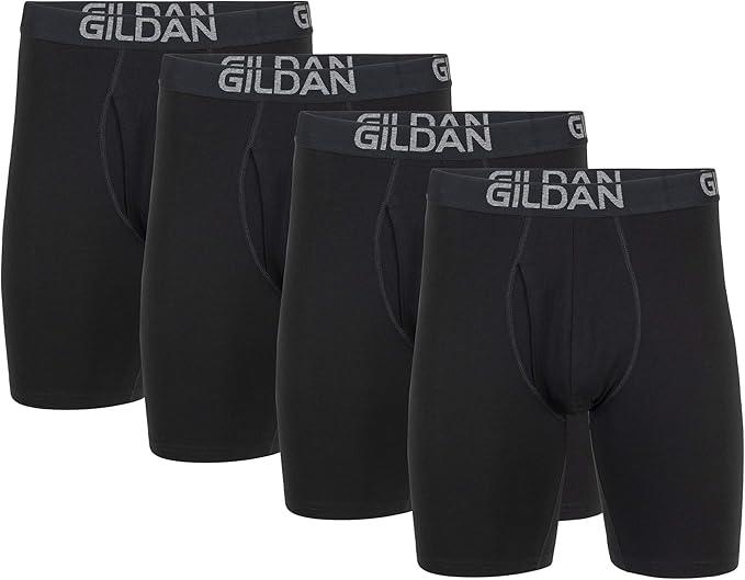 Gildan Men's Underwear Cotton Stretch Boxer Briefs, Multipack, Black Soot (5Pack), Large