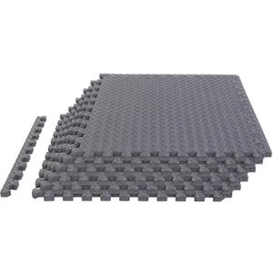 TCE AUPM002GY Interlocking Foam Mat Protective Exercise Workout Puzzle Floor Mat Tiles for Home Gym Equipment - 6 Pieces, 24 Square feet, Gray (Grey)