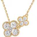 Gold Necklace for Women Birthstone Necklace for Women 14K Gold Plated Dainty Four Leaf Clover Cubic Zirconia Pendant Flower Necklace Gold Jewelry Gift for Women