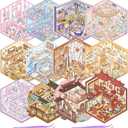 DIY 3D Sticker Scene, Stickers Book Make Your Own Mini Shop Scenes Stickers Cute Cartoon Animal Multi-Scenario Sticker for Relaxation Pass The Time Gifts (Cute)