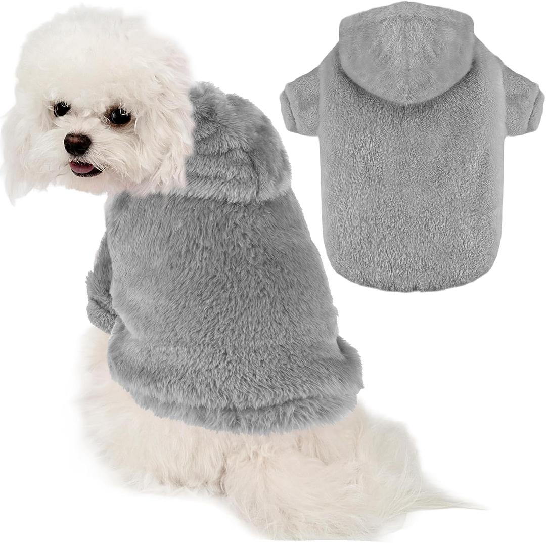 Fuzzy Dog Hoodie Sweater for Large Dogs Warm Winter Dog Clothes with Double-Sided Plush Fleece Soft Stretchy Pet Coats Hooded Sweatshirt for Medium Large Dogs