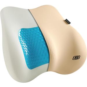 Skechers Lumbar Pillow Premium Gel & Memory Foam, Lumbar Support Pillow for Office,Chair Lower Back Pain Relief Lumbar Pillow,Ergonomic Back Support Pillow for Office Chair,Car,Home,Travel,Beige