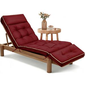 MAGIC ELEPHANT Chaise Lounge Cushion Outdoor, Memory Foam Patio Lounge Chair Cushion with Ties for Indoor Outdoor Furniture, Water-Repellent Replacement Long Chair Cushion (Burgundy)