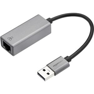 Amazon Basics Aluminum USB 3.0 Gigabit Ethernet Adapter, Gray, 1.97 x 0.83 x 0.59 inches