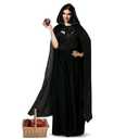 Croknit Halloween Queen Costume Accessories Black Velvet Hooded Cloak with Basket Evil Villain Costume Hooded Capes for Women Adult Halloween Cosplay