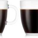 Bodum 12oz Bistro Coffee Mug Single-Wall Tempered Glass, 2 Pack, Clear