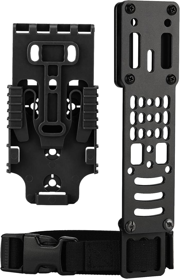 Tactical Modular Holster Adapter with QLS kit, Drop Leg Holster Platform with Leg Strap Police Gear (BK)