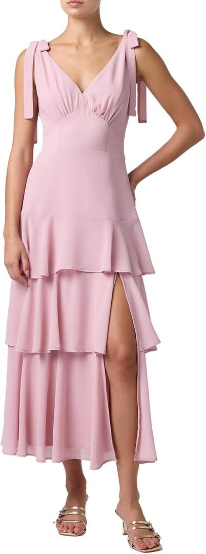 Lulus Arya Tiered Ruffle Maxi Dress Corset-Inspired Tie-Strap Event Gown for Women Medium