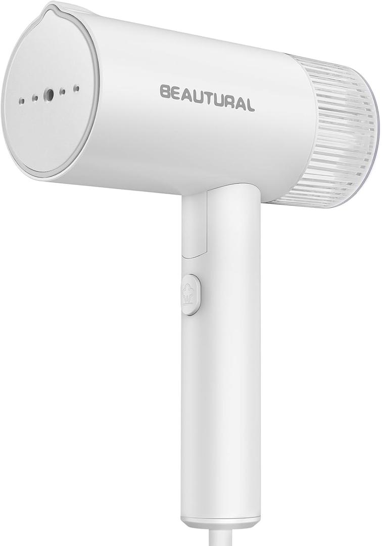 BEAUTURAL Steamer for Clothes, Portable Garment Wrinkle Remover, Fast 30s Heat-up, Foldable and Handheld, 120V Only (Not for 220V Europe), White