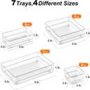 SMARTAKE 7-Piece Drawer Organizer with Non-Slip Silicone Pads, 4-Size Desk Drawer Organizer Trays Storage Tray for Makeup, Jewelries, Utensils in Bedroom Dresser, Office and Kitchen (Clear)